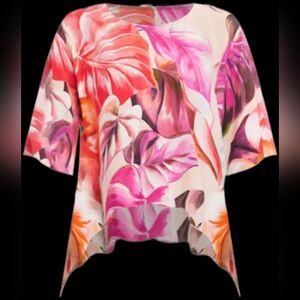 Karen Kane Pretty in Pink Flare Top Shark Bite Style Sm New